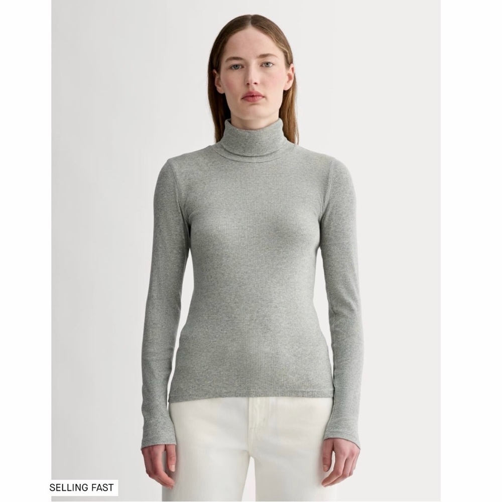 Everlane Washed Heathers Gray THE LUXE RIB TURTLENECK, Medium